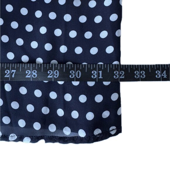 Suzanne Betro 4X NAVY White Polka Dot Ruffle Neck 3/4 Sleeve Top Tunic Blouse - Picture 9 of 14